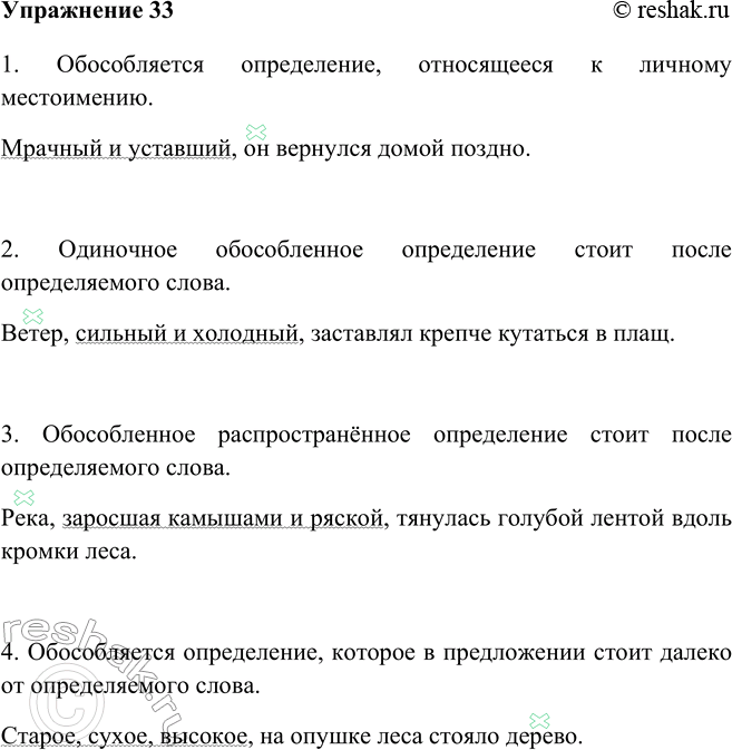 Изображение 33 Рассмотрите схемы предложений с обособленными определениями. Какие правила обособления определений в них отражены? Составьте предложения, соответствующие этим...